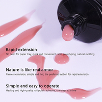 Gel de construction pour ongles en acrylique en gros, marque privée, sans chaleur et sans HEMA, gel UV dur rose pour extension, gel acrylique cristal