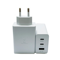 Cargador Rápido de 65W con Tres Puertos y Salidas Duales USB-C/USB-A, Compatible con Teléfonos Samsung, Enchufes UK/EU/US, 1 Año de Garantía