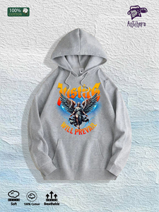 Magazzino Locale USA: Felpa con Cappuccio 100% Cotone con Grafica 'La Giustizia Prevalle', 7 Colori - Product Image 3