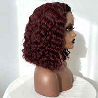 Perruque Lace Front 250% densité, coupe Bob court, cheveux indiens, style Water Wave et Deep Wave, cheveux Remy de haute qualité, vente en gros