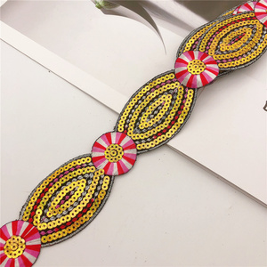 Pita Renda Payet Baru Bordir Bunga Afrika, Pita Hiasan untuk Disetrika pada Kain, DIY Pakaian, 10 Warna, Lebar 5cm - Product Image 6