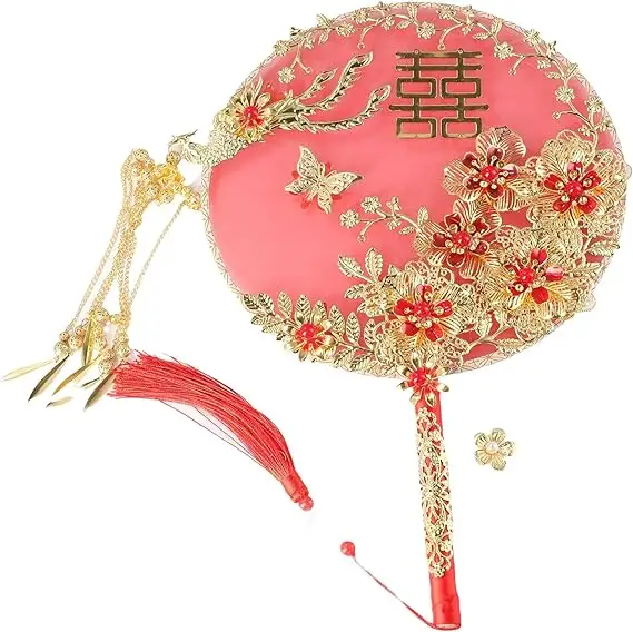 Ventagli Vintage a mano ventaglio cinese per matrimonio oro fiore a mano ventaglio con nappa