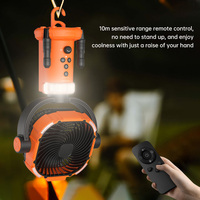 Ventilateur de table de bureau avec batterie de 20000 mAh, ventilateur de camping extérieur, lumière LED, rechargeable par USB, ventilateur extensible pour le camping en plein air