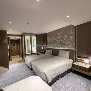 Customize Hotel Project Furniture <b>Full</b> Bedroom <b>Sets</b> Wooden Twin <b>Bed</b> Frame with Mattress Wardrobe & Nightstands for 3-Star Hotels - Product Image 1