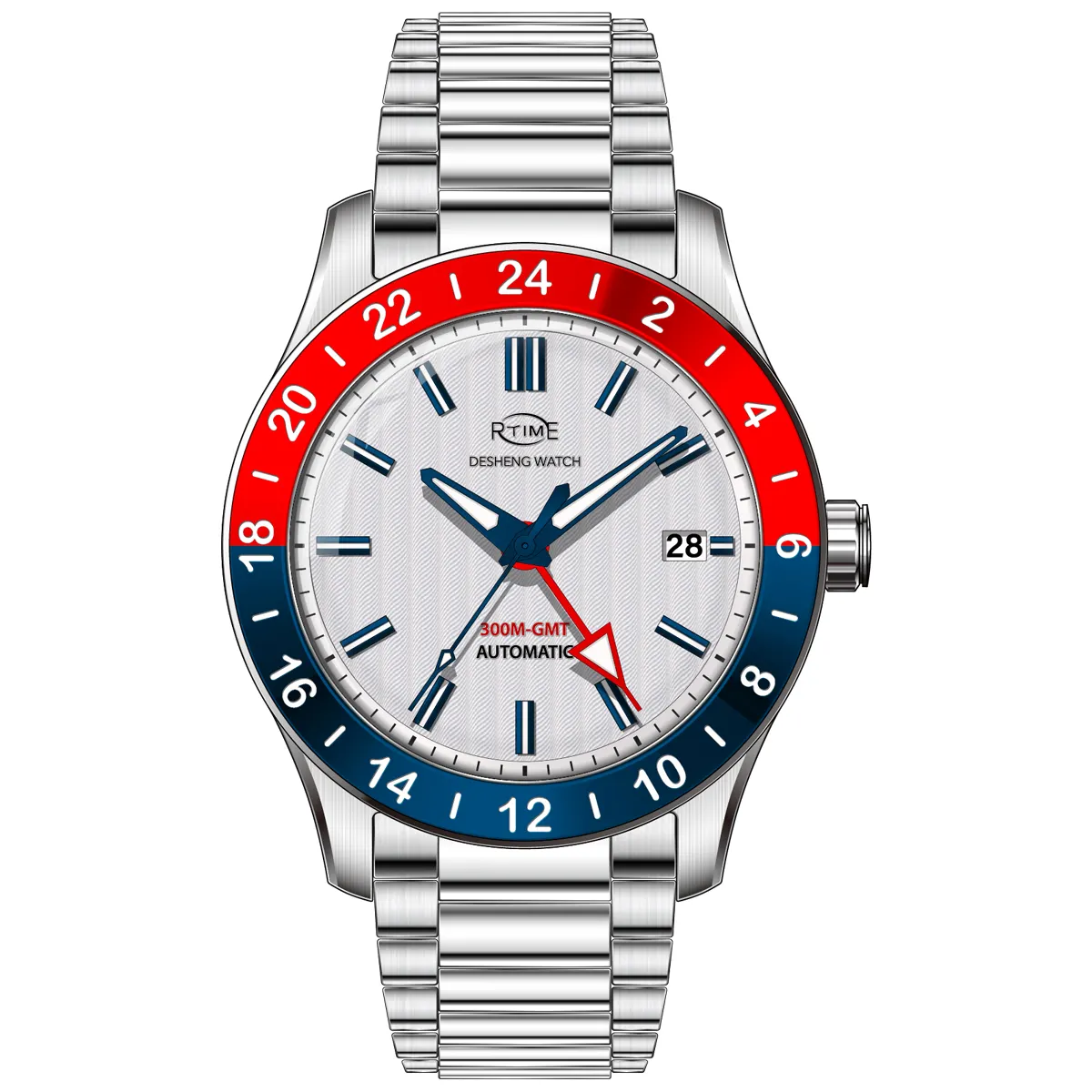 Custom low moq oem sapphire glass 300m C3 luminous mechanical automatic stainless steel GMT diver watch man
