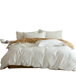 Parure de lit 100 % coton biologique 1800 fils/cm² écologique, housse de couette et drap-housse en coton à fibres longues 100S, doux et lisse, double face - Product Image 1