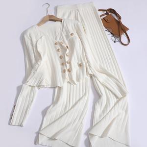 Nuovo <span class=keywords><strong>Set</strong></span> Tre Pezzi Coreano in <span class=keywords><strong>Maglia</strong></span> con Gilet, <span class=keywords><strong>Cardigan</strong></span> <span class=keywords><strong>e</strong></span> Pantaloni a Gamba Larga, Taglia Unica, Collezione Primavera Autunno - Product Image 6