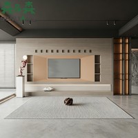 Meuble TV mural moderne en bois SLS, système de cheminée esthétique en bois écologique, centre de divertissement personnalisé pour salon