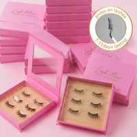 En gros, Faux cils en bande 3D effet vison naturel, véganes, pour les coins des yeux, 5 paires de cils en bande complète, boîte de demi-cils personnalisée