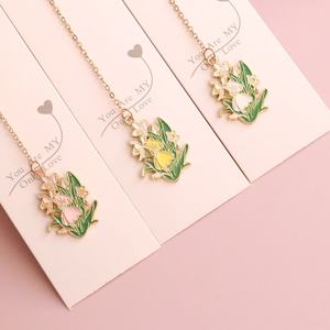 2026 Handmade Fresh Cute Alloy Flower <b>Bookmark</b> Metal Leather Note Book Page Study Supplies Clip for Promotions - Product Image 2