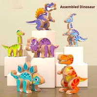 YD TOYS Rompecabezas Magnético de Madera Hecho a Mano para Niños, Dinosaurio Jurásico, Bloques de Construcción 3D Cortados con Láser, 50 Piezas, Coordinación Mano-Ojo