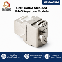 Module Keystone RJ45 femelle Cat6a blindé 90 degrés, plaqué or 3u, pour plaque murale
