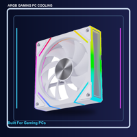 Ventola per Case PC SNOWMAN EK120-WH-6Pin 120mm Bianca RGB con Dissipatore di Calore, Silenziosa 20dBA, 1200 RPM, 12V DC per Computer da Gaming