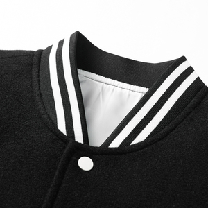 Patchs en chenille personnalisés Streetwear veste de baseball fermeture à glissière interne veste universitaire en cuir à manches en PU pour hommes - Product Image 2