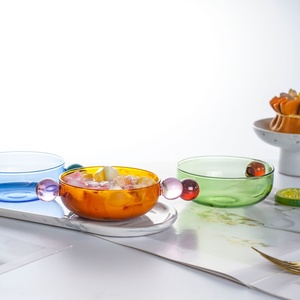 Ciotola per gelato in vetro colorato insalata di frutta e verdura <span class=keywords><strong>Bar</strong></span> Party ristorante stoviglie Dessert farina d'avena yogurt ciotole con manico - Product Image 3