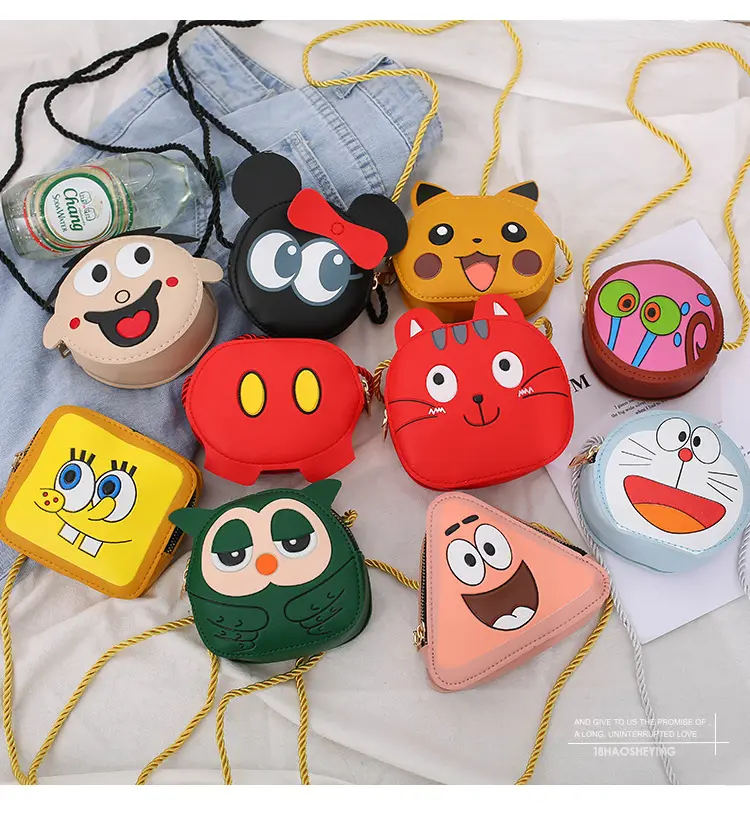 Monederos y bolso de mano para niñas pequeñas, con estampado de bob esponja de dibujos animados, pequeños y cuadrados, 2021