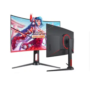 Layar Lcd kantor 32 inci, monitor komputer Led hitam dan merah 32 inci kualitas tipis Lcd kantor 32 "2k untuk Gaming baru 1k 27