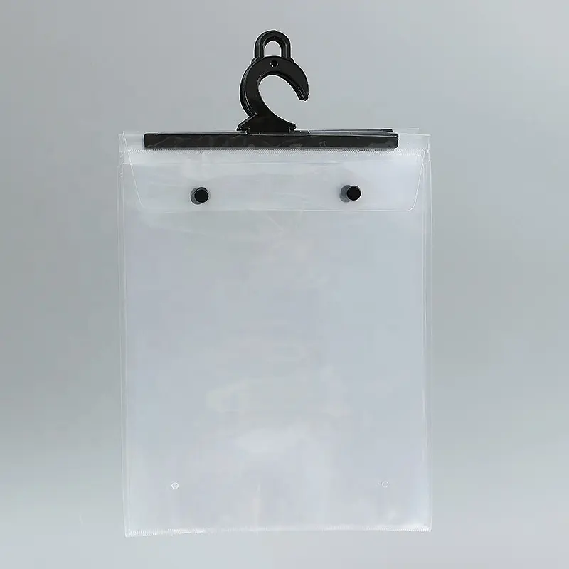 Aangepaste Haak Zak Pp Plastic Kleding Zak Transparant Twee Gesp Ondergoed Kleding Broek Hanger Tas