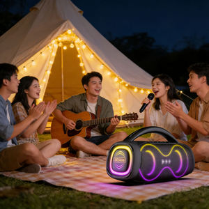 Altavoz Portátil Doble de 5 Pulgadas para Fiestas con Luces LED, Micrófono Inalámbrico y con Cable, Bluetooth, FM, USB Recargable - Product Image 2