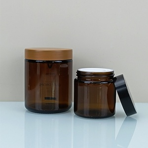 1oz 2oz 4oz 8oz 16oz Frosted <b>Clear</b> Amber Empty Face Cream <b>Container</b> Glass Cosmetic Jar with Black White Lid - Product Image 3