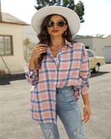 Langarm Farb block Flanell Plaid Casual Frauen Shirts