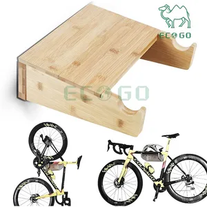 Exceptional Road Bike Wall Mount Holder Compact Wall Bike Rack for Garage Home or Apartment Nature Friendly Bamboo Bicycle Rack