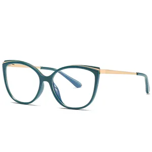Model 2052 Fashion Cat Eye Anti Blauw Licht Retro Wijn Mannen Vrouwen TR90 Metalen Specs Optische Bril Brillen Frames