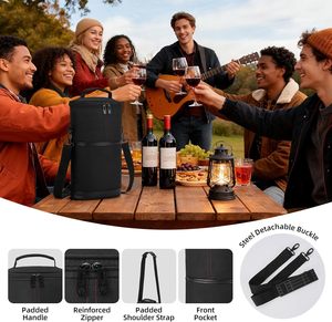 Sac isotherme personnalisé pour 2 bouteilles <span class=keywords><strong>de</strong></span> vin avec doublure en aluminium plus épaisse pour les voyages, les fêtes, les pique-niques et les restaurants - Product Image 3