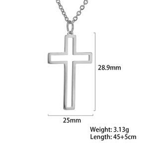 Collana a croce cava all'ingrosso per uomo ragazzo in acciaio inossidabile collane a catena Hip-Hop religioso classico Christian gioielli maschili - Product Image 3
