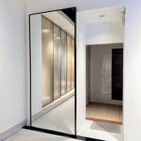 Porte coulissante miroir sans rail invisible, miroir pleine longueur pour chambre, placard, villa