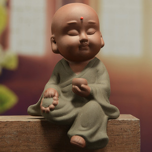 Creative <strong>Antique</strong> Ceramic Monk Zen <strong>Ornament</strong> for Shelf Glazed Desktop Crafts for Living Room Study Perfect Tea Pet Artwork - Product Image 5
