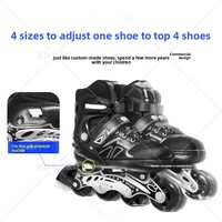 Patins à roulettes en tissu PU souple pour adultes et enfants avec roues en rangée unique pour la course de vitesse, réglables