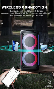 T ngoài trời Xe đẩy loa 10 "+ 10" woofer + 2 "tweeter lớn Bluetooth 80W 10-inch Đảng Loa di động - Product Image 5