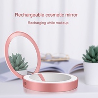 Miroir cosmétique portable, miroir de maquillage de poche avec lumières LED, charge USB, miroir de maquillage rond pliable, personnalisé