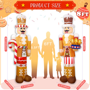 Décoration de Noël géante gonflable de 2,4 m en forme de <span class=keywords><strong>casse</strong></span>-<span class=keywords><strong>noisette</strong></span> en pain d'épices avec canne en sucre et éclairage LED pour jardin extérieur et fêtes de Noël - Product Image 2