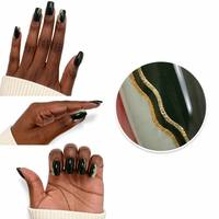Faux ongles à presser carrés, motif marbre vert doré, finition feuille de sauge forestière, en acrylique, vente en gros, personnalisables
