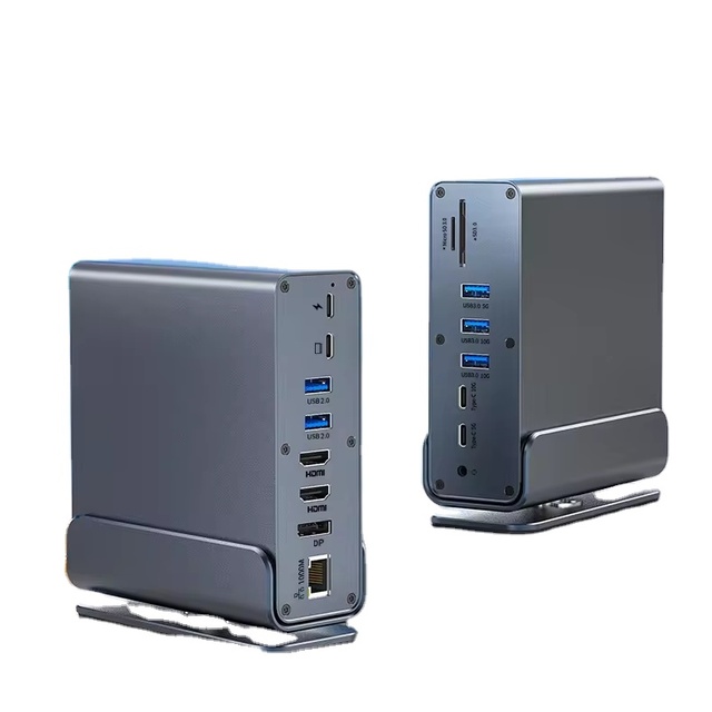 High Quality 15 in 1 Ports USB 3.0 C Hub Docking Station with Rotatable Stand Gigabit Network in Stock