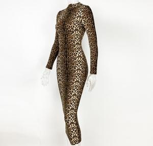 <span class=keywords><strong>Automne</strong></span> hiver femmes mode imprimé léopard à manches longues Sexy <span class=keywords><strong>robe</strong></span> mince taille haute robes en forme de H pour femme - Product Image 6