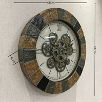 Nouvelle horloge murale industrielle à mouvement silencieux à quartz, cadre texturé en pierre, horloge murale mécanique rétro pour salon, décoration de la maison