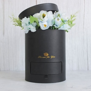 Bán Buôn Sang Trọng Xi Lanh Thủ Công Giấy Ống Gói Hộp Vòng Hoa Quà Tặng Bao Bì Với Ngăn Kéo Hoa Hồng Hat Giấy Hộp Hoa - Product Image 5