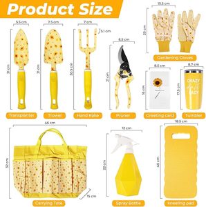 Sunflower Gardening Gifts for Women <b>Garden</b> <b>Tool</b> <b>Set</b> with Heavy-Duty Hand <b>Tools</b> & Storage Bag Bright Yellow - Product Image 2