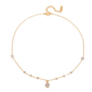 สร้อยคอเพทายทรงหยดน้ำ ทอง 18K สแตนเลสสตีล จี้เดี่ยว สำหรับใส่ทุกวัน ผลิตจากเมืองอี้หวู่ รหัสสินค้า JDN0212230 - Product Image 5