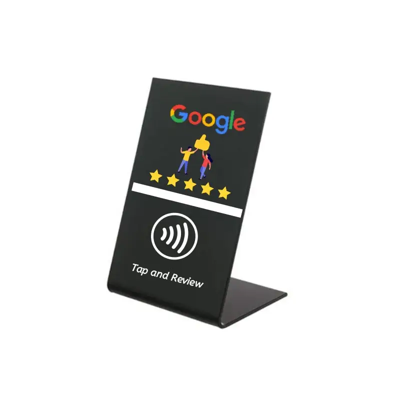 Пользовательский QR-код RFID акриловый NFC Google стенд NTAG213 настольная подставка Google обзор стенд