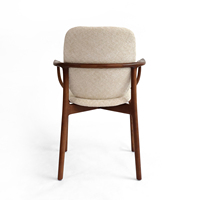Chaise de salle à manger en bois de frêne massif avec accoudoirs, chaise de salle à manger en bois courbé nordique avec revêtement en tissu bouclé pour la maison et les restaurants
