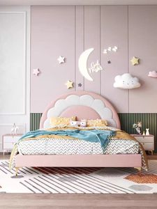 プリンセスベッドルーム レザー＆ピンクアニマル キュートベッド 子供部屋用 レザー収納付き子供用ベッド - Product Image 2