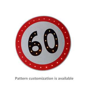 Segnale Stradale Circolare <span class=keywords><strong>LED</strong></span> Lampeggiante Solare per Limite di Velocità 600mm in Alluminio - Product Image 1