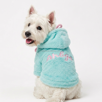 Mintgrüne Strickweste mit Kapuze, rosa Schleifenstickerei, kratzfest, niedliches Tiermuster für Hunde und Katzen, alle Jahreszeiten, kleine/mittlere Größen