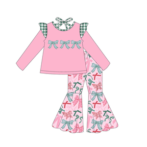 ชุดสำหรับเด็กผู้หญิงชุดกระโปรงเด็กผู้หญิงชุดกระโปรงเด็กผู้หญิงพิมพ์ลายโบว์ชุดคริสต์มาสออกแบบได้ตามต้องการเสื้อผ้าสำหรับน้องสาวขายส่ง - Product Image 1