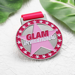 Medaglia Unica Pink Squad Cheerleading, Premio Sportivo, Medaglie in Lega di Zinco a Forma di Stella, Logo Personalizzato, Adorabili Medaglie Sportive con Smalto 3D - Product Image 2