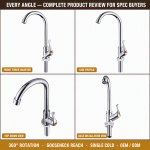 Robinet de cuisine à levier papillon col de cygne en ABS chromé, finition personnalisée, avec logo OEM/ODM, valve en céramique, pour l'<span class=keywords><strong>immobilier</strong></span> - Product Image 4